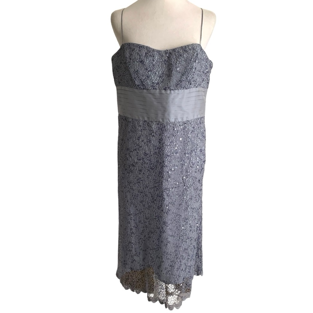 NWT Anne Klein Sequin Embellished Lace Size 12 Blue/Gray Cocktail Dress